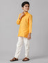 Ramraj Cotton Boys Full Sleeves Yellow Kurta with Cream Pyjama Pant Combo FS1