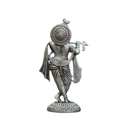 Pure Silver Antique Krishna Standing 36.40G By Mahita Collections