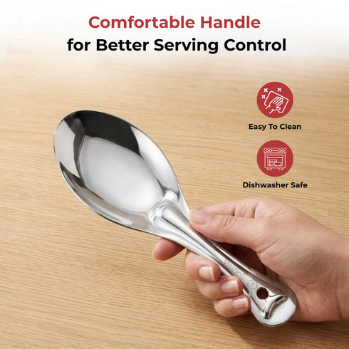 Vinod Stainless Steel Rice Server Rice Spoon Rice Chamcha Set of 2 22 cm High Grade Stainless Steel Mirror Finish Rust Free No 1