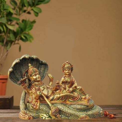 Brass Vishnu Laxmi With Shesnag Statue 4.2Kg