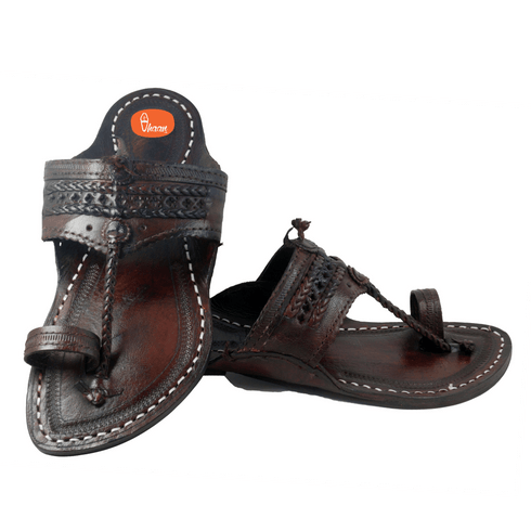 Vhaanfootwear Single wadi Dark Brown Pure Leather Kapashi Kolhapuri Chappal For Men Vhaan