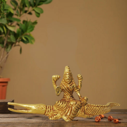Brass Ganga Ji Sitting On Crocodile 0.16Kg