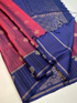 Prakruthi Swarnam Maroon with Navy Blue Double Warp Fancy Design Raindrop Pattern with Contrast Border Handloom Soft Silk Saree