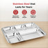 Vinod Stainless Steel 5 Compartment Plate with Square Edges Lunch and Dinner Plate Bhojan Thali High Quality Steel Rust Free Pack of 2