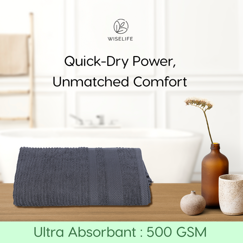 Wiselife Bath Towel 500 GSM (Grey)