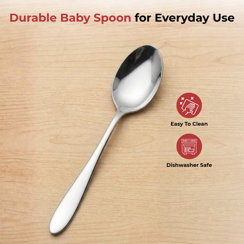 Vinod Florence Stainless Steel Baby Spoon Set of 12 Piece Heavy Gauge Steel Mirror Finish Rust Free Tough Strong and Durable