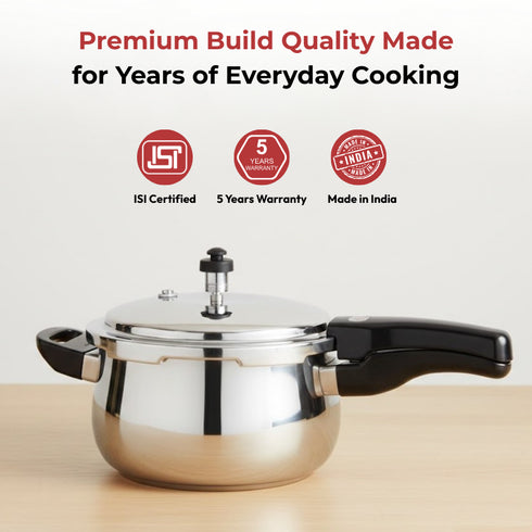 Vinod Doniv Titanium Triply Stainless Steel Pressure Cookers 5 Ltr Outer Lid Induction Friendly