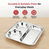 Vinod Stainless Steel 3 In 1 Compartment Plate with Round Edges Pav Bhaji Plate Idli Sambhar Plate Lunch Dinner Plate Pack of 2