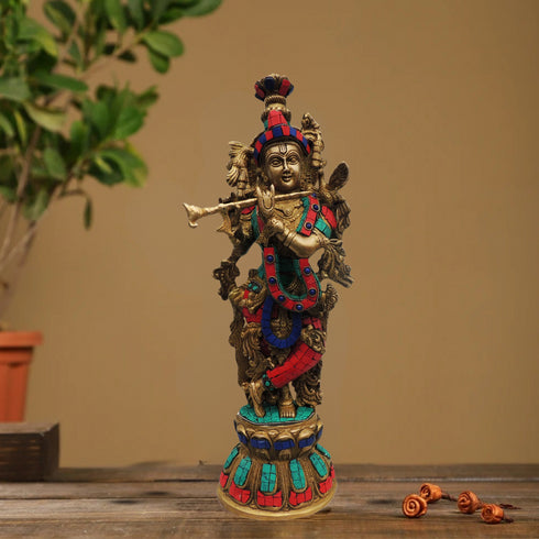 Brass Krishna Statue 6.23Kg
