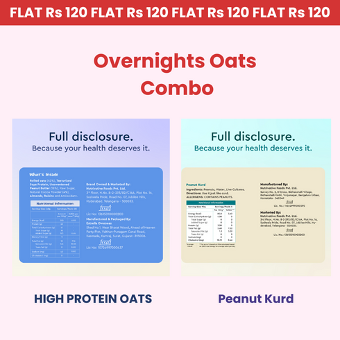 Nourish You OVERNIGHT OATS COMBO- HIGH PROTEIN OATS | PEANUT KURD