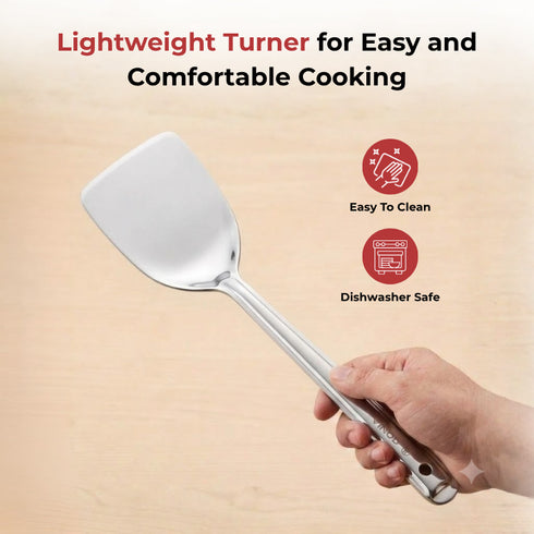 Vinod Stainless Steel Basting Turner Khurpa Cooking Palta Turner Set of 2 31 cm Highest Grade Stainless Steel Rust Free Dishwasher Safe No 4