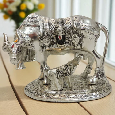 Aluminium Showpiece Cow Statue - 8*4.7*6 Inch
