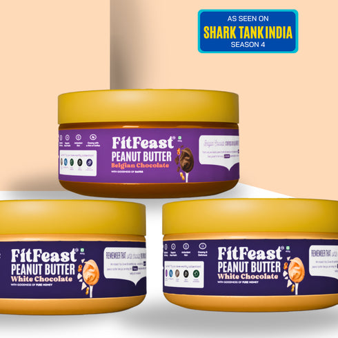 Fitfeast Peanut Butter| 2 White Chocolate| 1 Belgian Chocolate (150g Each)