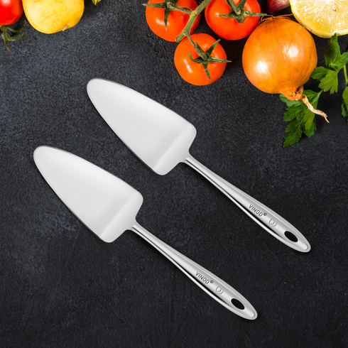 Vinod Stainless Steel Cake Desserts Server Set of 2 Highest Grade Stainless Steel Mirror Finish Rust Free Dishwasher Safe