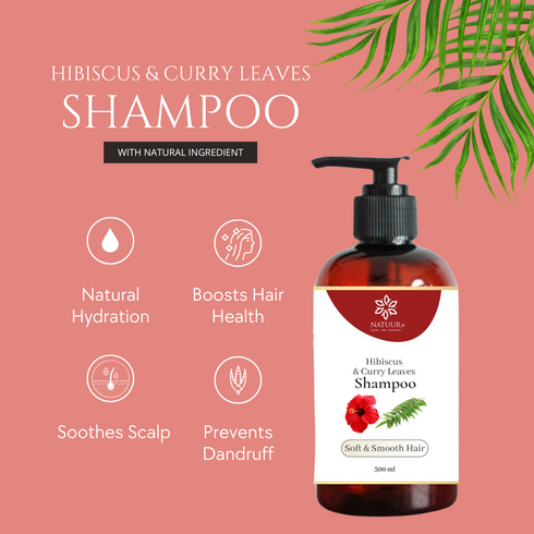 Natuur Natural Hibiscus Shampoo with Curry Leaves & Aloe Vera Natuur