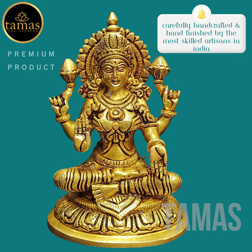 Tamas Brass Lakshmi Statue | | Free Premium Gift Box