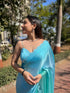 Vasthrlay Sky Blue Satin Georgette Plain Saree