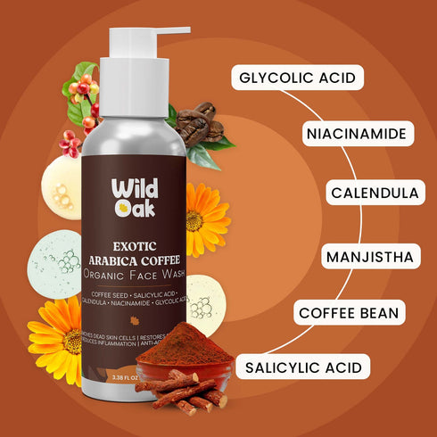 Wild Oak 1% Salicylic Acid 1.5% Niacinamide 2% Glycolic Acid Coffee Facewash