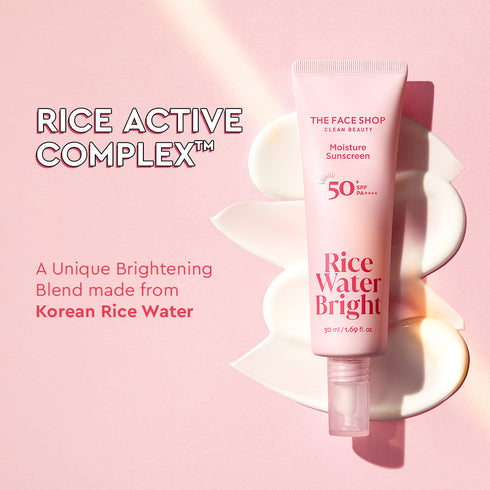 The Face Shop Rice Water Bright Moisture Sunscreen SPF50 PA brightens and hydrates skin