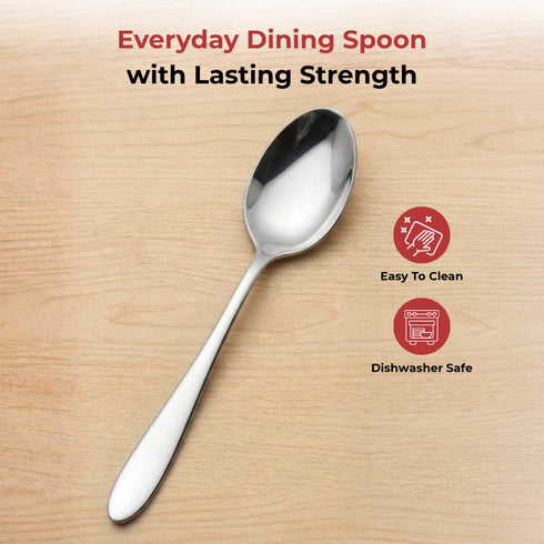 Vinod Florence Stainless Steel Dessert Spoon Set of 12 Piece Heavy Gauge Steel Mirror Finish Rust Free Tough Strong and Durable