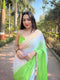 Vasthrlay Green Satin Georgette Plain Saree