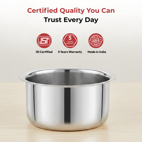Vinod Claro Heavy Gauge Stainless Steel Tope Plain 1.5 mm Capacity 3000 ml