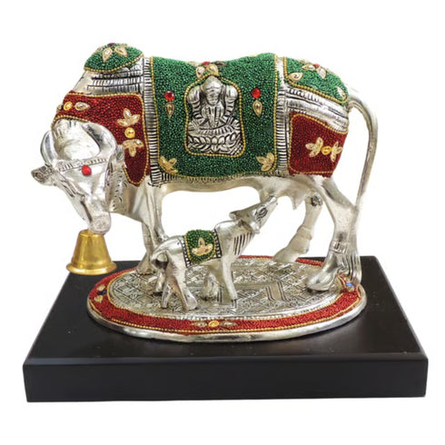 Aluminium Showpiece Cow & Calf Statue Gift Set
