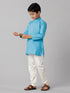 Ramraj Cotton Boys Full Sleeves Sky Blue Kurta with Cream Pyjama Pant Combo FS4