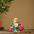 Brass Laughing Buddha Statue With Turquoise Coral 0.805Kg