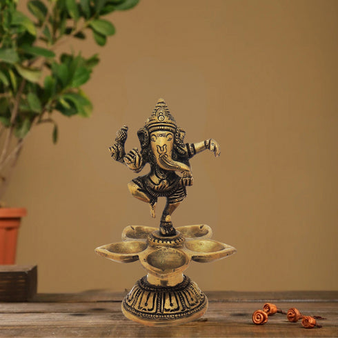 Brass Dancing Ganesha Statue 0.6Kg