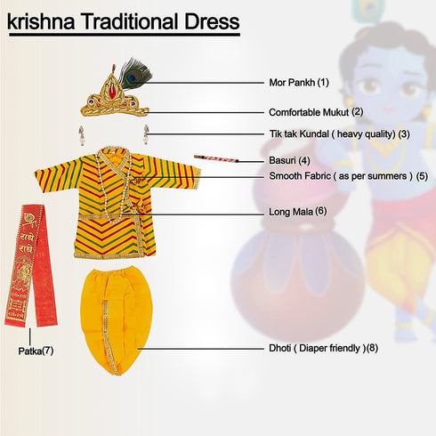 Raj Fancy Dresses Radha and Krishna Cotton| Lehriya Janmashtami Mythological Character Costume