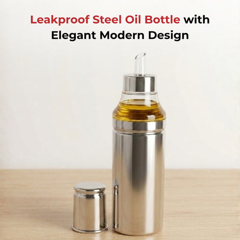 Vinod Stainless Steel Oil Pot 500 ml Crafted from Highest Grade Steel with Anti Drip Spout Rust Free Body and Dishwasher Safe Care