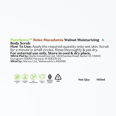 PureSense Macadamia Moisturising Almond & Walnut Body Scrub | From the makers of Parachute Advansed