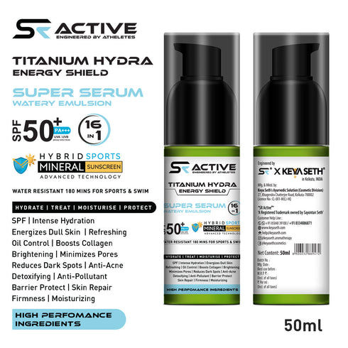 Keya Seth Aromatherapy SR Active, Titanium Hydra Energy Serum Sunscreen SPF50 PA+++,