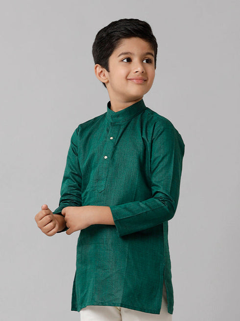 Ramraj Cotton Boys Fantastic Kurtha Full Sleeves Green FS5