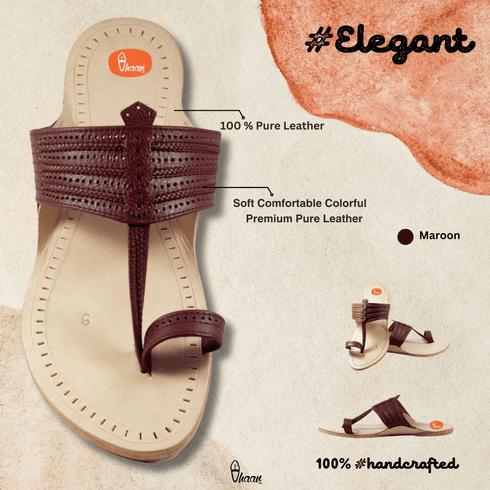 Vhaanfootwear Soft Leather Maroon Kolhapuri Chappal For Men