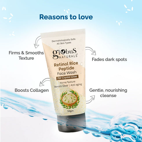 Globus Naturals Retinol Rice Peptide Face Wash