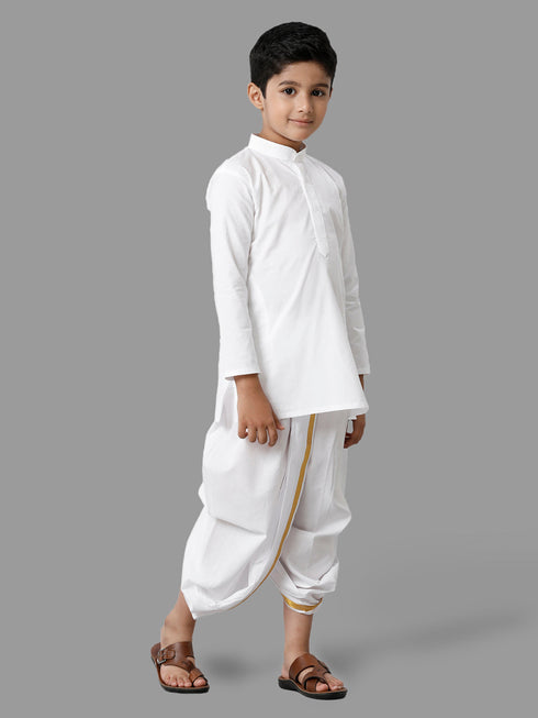Ramraj Cotton Boys Cotton Full Sleeves White Kurta