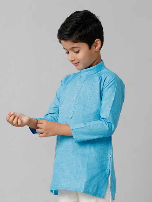 Ramraj Cotton Boys Fantastic Kurtha Full Sleeves Blue FS4
