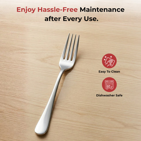 Vinod Decora Stainless Steel Dinner Fork Set of 12 Piece Heavy Gauge Steel Mirror Finish Rust Free Tough Strong and Durable