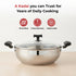 Vinod DONIV Stainless Steel Sandwich Bottom Solitaire Kadai With Glass Lid and Side handle Induction Friendly Capacity 4 Ltr 26cm