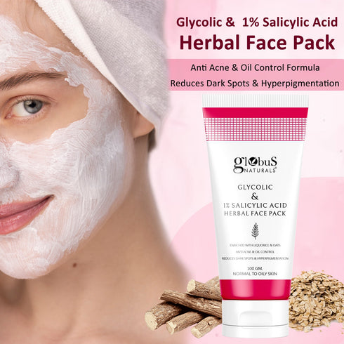Globus Naturals Glycolic & 1% Salicylic Acid Herbal Anti Acne Face Scrub