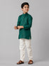 Ramraj Cotton Boys Full Sleeves Dark Green Kurta with Cream Pyjama Pant Combo FS5