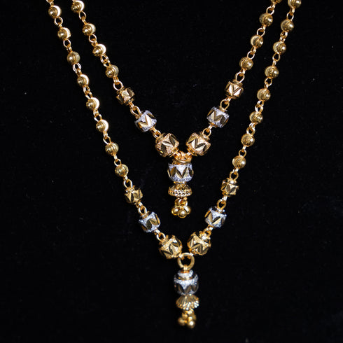 22 Carat Gold Two Steps Plain Chian With Floral Design 16.72g by Mahita Collections