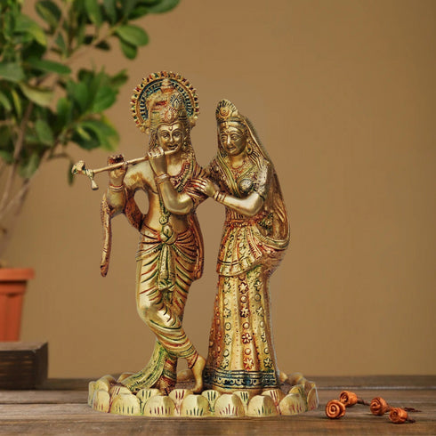 Brass Radha Krishna On Kamal Base 3.88Kg