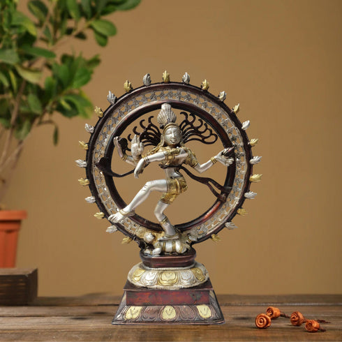Brass Nataraja Statue With Tri Color Finish 4.3Kg