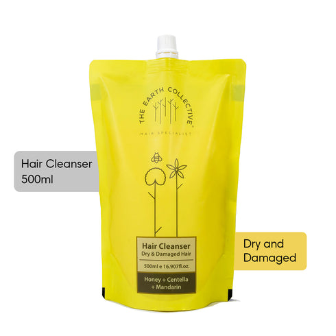 Theearthcollective in Dry & Damaged Hair Cleanser Shampoo 500ml Refill Pack Honey Centella and Mandarin