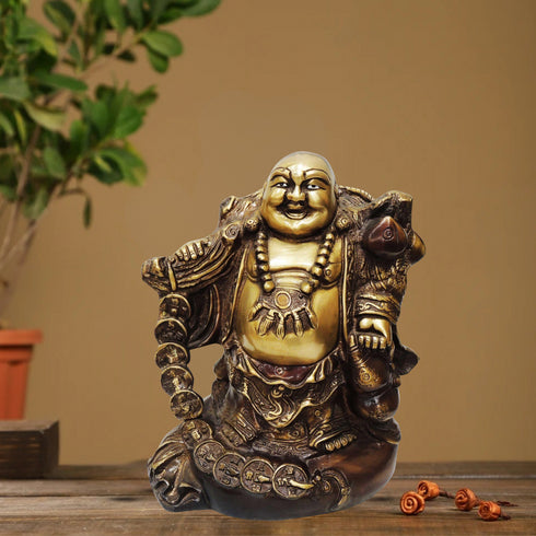 Brass Laughing Budha Antique Statue 6.04Kg