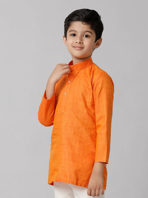Ramraj Cotton Boys Fantastic Kurtha Full Sleeves Orange FS3