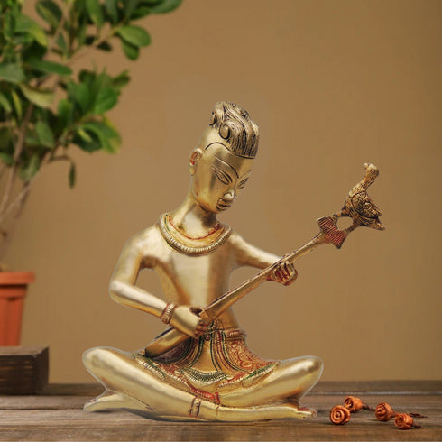 Brass Rajasthani Guitar Statue 2.7Kg